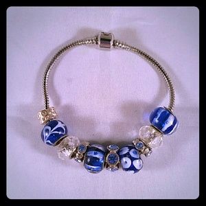 BRAND NEW SILVER WITH GLASS AND CRYSTAL CHARMS